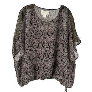 Brochu Walker Silk Blouse Size M Bohemian Relaxed Fit Dolman Sleeve Layered Top